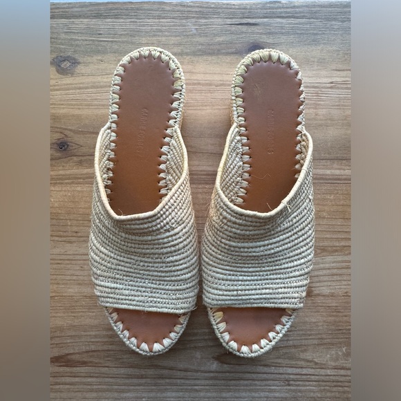 Carrie Forbes KARIM Woven Rafia Shoes Sandals 38 7.5 8 - Picture 6 of 12